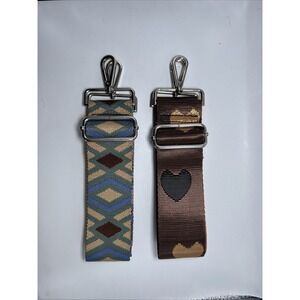 Brown/Blue Pair Adjustable Replacement Purse Crossbody Strap w/Silver Hardware